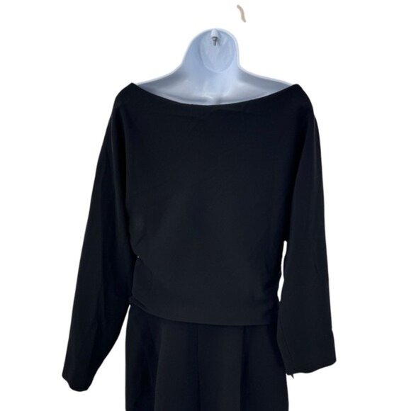 Tuckernuck NEW Black Esta Formal Long Sleeve Asymmetrical Midi Dress Size 4 - Picture 8 of 11
